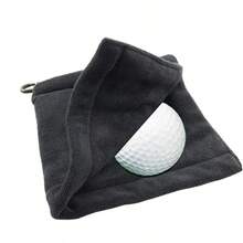 Square Microfiber Golf Ball Cleaning Towel With Carabiner Hook Water Absorption Cleaner Golf Club For Head Wipe Cloth Clean