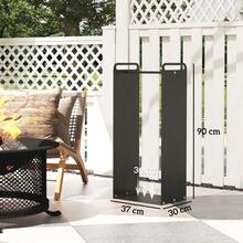 Outsunny 36 X 30 X 90 Log Holder With Handles, Outdoor/Indoor Log Holder, Up To 30 Kg, Steel, Black (On Site) - 1 - 查看 3