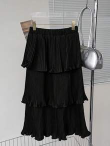 Autumn/Winter Layered Ruffle Hem Fishtail Casual Cute Long Skirt For Women