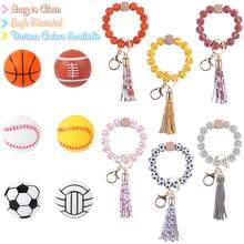 10 Pcs Sports Silicone Beads - 15mm, Basketball Soccer Baseball Football Volleyball Beads For Keychain Making, Crafts Accessories(Random Mix) - Multicolor - View 7