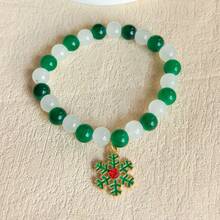 3pcs/Set Cute Glass Bead Santa Claus, Snowflake, Christmas Tree Elastic Beaded Bracelet, Suitable For Men And Women To Wear For Christmas - Santa Claus + Christmas Tree + Snowflakes - View 5
