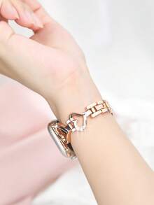 1PC Women Fashion Rose Gold Stainless Steel Watch Strap Compatible With IWatch 38mm 40mm 41mm 42mm 44mm 45mm 46mm 49mm, Luxury Heart Mesh Metal Watchbands Compatible With Apple Watch Series Ultra 3/2/1 11 10 9 8 7 SE3 6 5 4 3 2 1, Chic Smart Watch Band Compatible With Apple Watch Bands - Hoa hồng vàng - Xem 3