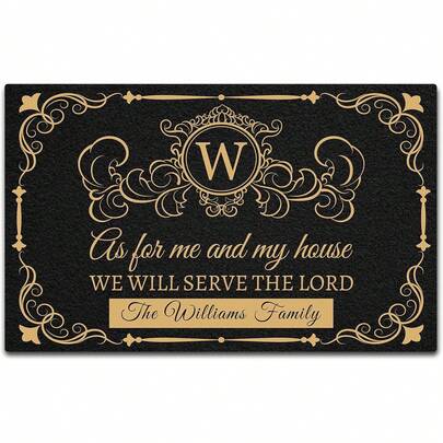 Personalized Welcome Doormat, As For Me And My House, Custom Welcome Doormat Indoor Entrance With Initial, Home Decor Housewarming Gift, Custom Christmas Door Mat, Custom Yard Welcome Mats For Outdoor, Thanksgiving Gift, Christmas Day Gift, Customized Front Outdoor Decor Mats - 24"X16"/30"X18"