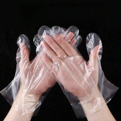 50 st/100 st, engångshandskar av plast för matlagning och rengöring, genomskinliga, vattentäta, oljetåliga, halkfria, smutsfria för hem, kök, restaurang, catering och utomhusbruk, matsal, grillning, städning - livsmedelssäkerhet, multifunktionshandskar