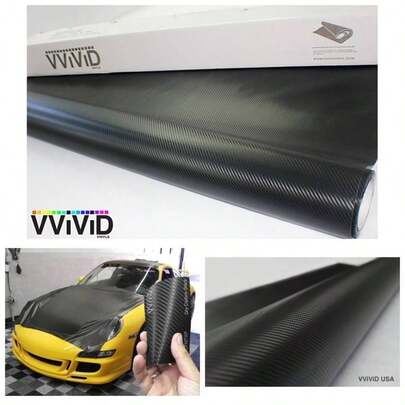 XPO Black Carbon Fiber 5ftx 1ft 8yr Car Wrap Vinyl Roll With Release