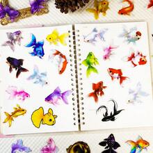 56pcs/Set Animal Stickers, Goldfish Pattern Sticker Pack, PET Material Waterproof Creative Decals For Festivals Cheering And Party, Decorative DIY Gifts, Artistic Stickers For Diary, Laptop, Notebook, Water Bottle, Phone Case, Aesthetics Stickers For Teens Adults, School Supplies, Back To School - Multicolor - View 2