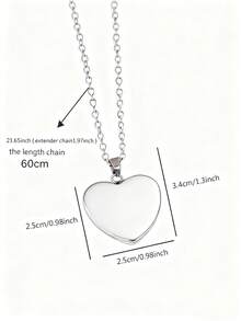 suteyi Customized Children's Heart-Shaped Photo Necklace, Personalized Christmas Gift From Father To Daughter - Silver - View 4