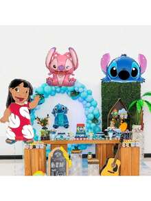 史迪奇气球、莉萝气球、夏威夷主题派对装饰、莉萝铝箔气球，适合生日派对装饰，也适合返校季和圣诞节。 - 彩色 - 查看 3