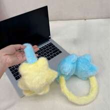 Winter Macaron Color Series Outdoor Cycling Warm Ear Muffs Plush Color-Block Five-Pointed Star Ear Covers Cold-Proof Headphone Style Ear Muffs For Women - Yellow - View 7