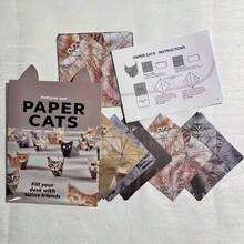 50pcs Paper Cat Origami - DIY Origami Cat Set, Foldable Paper Cat & Dog Shapes, Cute Origami Craft - Multicolor - View 4
