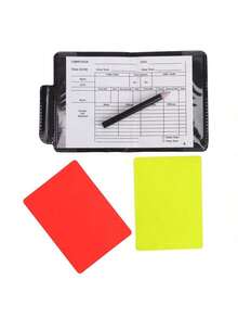 1pc Red & Yellow Football Referee Cards With Leather Case, Referee Supplies - Black - View 7