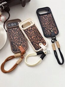 Ốp lưng điện thoại họa tiết da báo màu hổ phách cổ điển sang trọng tương thích với Pixel 9 9 Pro 9 Pro XL 8 8Pro 8A Ốp lưng chống sốc dạng dây ngắn thời trang - màu đen - Xem 4