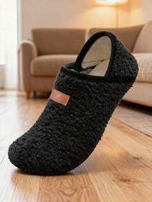 Pantuflas de mujer con diseño de dibujos animados de peluche, de moda para usar en casa en otoño/invierno - Negro - Ver 1