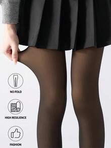 Thick Warm & Comfortable Pantyhose, Women's Winter Thermal Lined Tights, High Waist Elastic Slim Sexy Semi-Sheer Pantyhose, 220g Comfortable Pantyhose Underwear - Clear - View 3