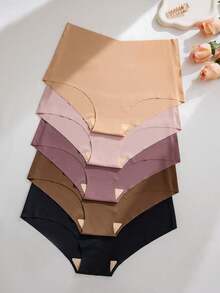5 Packs Of Seamless Comfortable High-Waisted Brief In Versatile, Skin-Friendly Colors - Multicolor - View 5