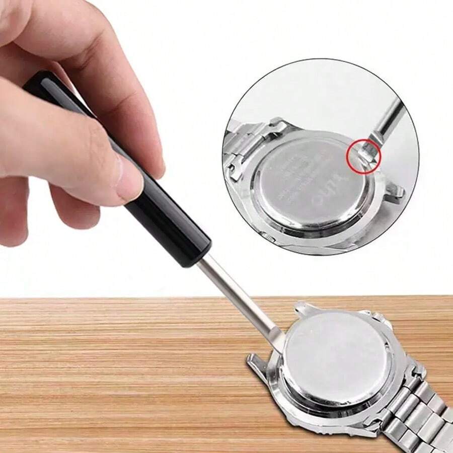 1pc Watch Back Cover Opener Tool, Alloy Repair Tool Lever, No Assembly Required, Watch Maintenance And Case Removal Tool - Suitable For Watch Enthusiasts And Professionals - Silver - View 1