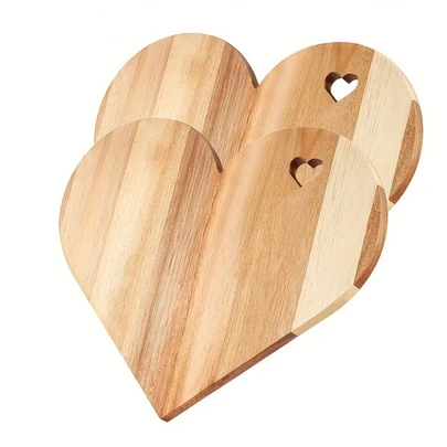 1 pieza Tabla de cortar de madera de acacia con forma de corazón - Alimentos - Con recortes de corazón | Regalo del Día de San Valentín para ella, decoración de cocina para Acción de Gracias/Pascua y bandeja de pan/queso
