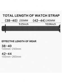 1pc Milanese Magnetic Loop Stainless Steel Band Compatible With Apple Watch Series 10/9/8/7/SE/Ultra/6/5/4/3/2/1, 49/46/45/44/42/41/40/38mm, Suitable For Men And Women, Summer - Black - View 2