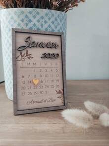 Custom Anniversary Gift For Couples Personalized Save The Date Calendar Plaque Wooden Marriage Engagement Signs - Multicolor - View 7