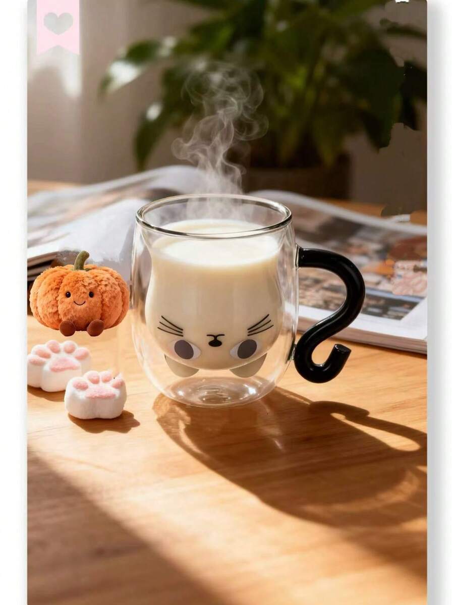 Cốc cà phê cách nhiệt bằng thủy tinh borosilicate cao cấp, hai lớp, chịu nhiệt, cốc quà tặng hình động vật sáng tạo đựng cà phê, sữa, nước, thích hợp cho gia đình, văn phòng, tiệc tùng - Nhiều màu - Xem 1
