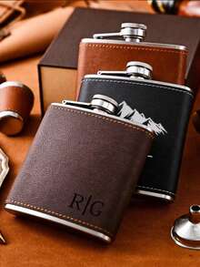 Spersonalizowana skórzana piersiówka, prezent dla drużby, najlepszy prezent dla mężczyzny, skórzana piersiówka, spersonalizowana grawerowana piersiówka dla drużby, piersiówka ślubna, grawerowany prezent dla taty, prezent dla pana młodego, prezent dla chłopaka, prezent dla męża, wyjątkowy prezent na zaręczyny dla drużby na ślub i wieczór kawalerski, prezent na Dzień Ojca, wielofunkcyjny, dekoracyjny, wielokrotnego użytku, elegancki, modny, wysokiej jakości, kolorowy, nowoczesny, spersonalizowany, niepowtarzalny, spersonalizowana piersiówka, ciepła atmosfera - Wielokolorowe - Zobacz 4