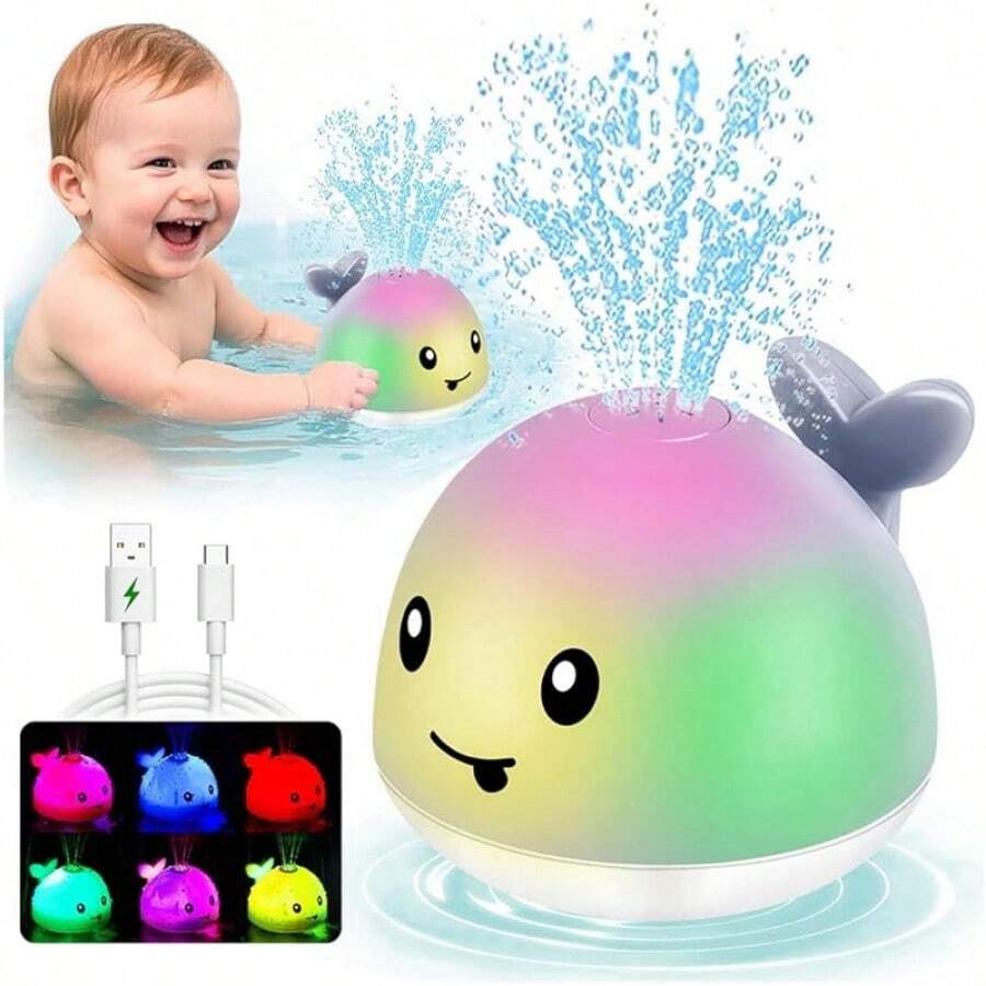 Bath Toys 1 Year Old Girls, Pool Table Infant Toy 6-12-18 Months, Whale Spray Toy, 1st Birthday Gifts Girls,One 1 2 3 Year Old Boys Girls Gifts, Toddler Shower Gifts - 灰色 - 查看 1