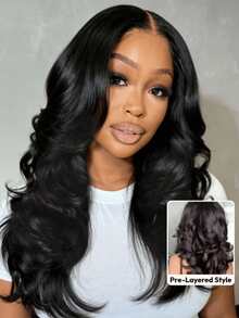 100% Human Hair Wig, No Slippage, Feathered Layered Left Side Part, 200% Density, BOB Style Wig, With Secure Silicone Strips And Adjustable Drawstring, Pre-Thickened Layers, Pre-Trimmed, Pre-Bleached, Pre-Plucked, Natural Black Color, 7"X5" Lace Front, No Tangling, Fits All Head Sizes, Transparent Lace Can Be Dyed, Unice Hair - SNatural - View 7