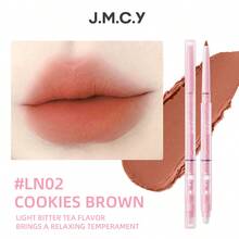 J.M.C.Y 双头唇线刷、哑光丝绒唇膏、持久显色唇膏 - #LN02 RED BROWN - 查看 1