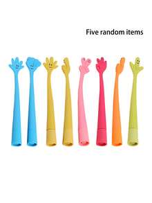 1pc/5pcs/10pcs/Set Random Color Bendable Stationery, Cute Cartoon Flexible Colored Hand Gesture Ballpoint Pen For Students Back To School - Multicolor - View 8