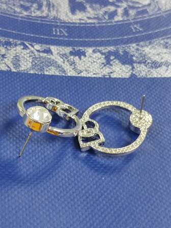 1 Pair Minimalist Luxury Rhinestone Stud Earrings, Vintage French Style Geometric Elegant Earrings For Women