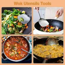 Skimmer Ladle 15.4inches Spatula For Wok 304 Stainless Steel Wok Spatula Wooden Handle - Walnut-spatula - View 6