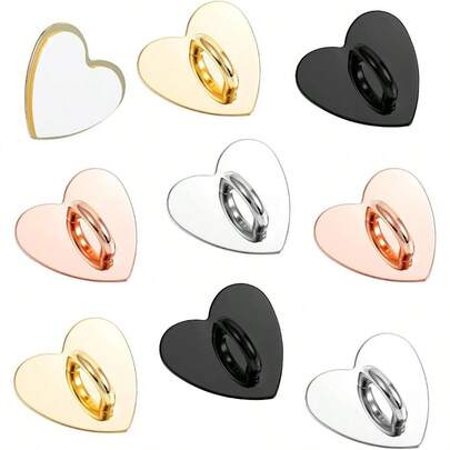 8 Pcs Heart Cell Phone Finger Ring, Self - Adhesive Phone Charm Hook Metal Phone Finger Grip Loop Stand Accessories Phone Case Pad Tablet Supplies Compatible With IPhone, Android Phone, Gift For Birthday, Family, Friends For Summer Gifts Birthday Driving Car Accessories Car Phone Holder Magnetic