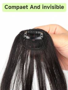 Synthesis Wig Middle-Part Bangs Hair Extensions Clip In Forehead Natural Seamless French Oblique Bangs Eight-Character Bangs Perfect Suitable For Women's Daily Wear And Gatherings - 彩色 - 查看 4