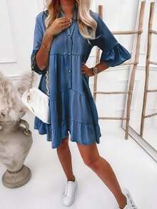 Women's Casual, Loose-Fitting Wide-Leg Jeans, Y2K Street Style, Suitable For All Seasons, Perfect For Everyday Outings, Back-To-School Season, Parties, Country Music Concerts, Etc. Also A Favorite Among Female Teachers For Casual Outings. Perfect For Women's Party Dresses And Vacation Wear. - 藍色 - 查看 2