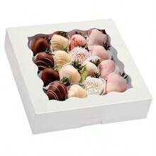 10/20个装带透明窗口的烘焙外卖盒 - 耐用的馅饼和糕点盒，适用于巧克力草莓、情人节礼物 - 彩色 - 查看 2