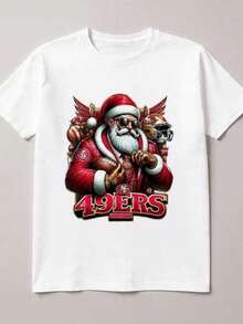 San Francisco 49ers Santa Christmas Graphic T-Shirt _ Sweatshirt - trắng - Xem 1