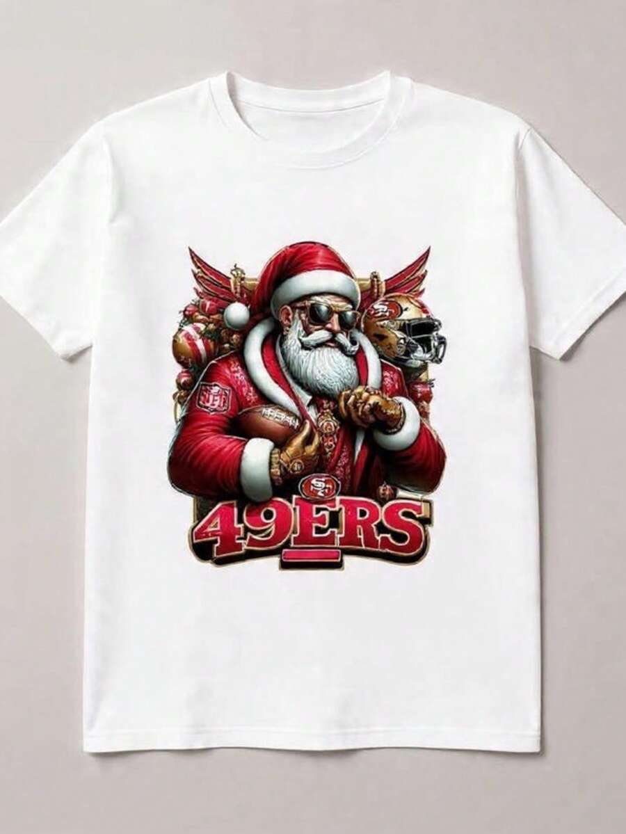 San Francisco 49ers Santa Christmas Graphic T-Shirt _ Sweatshirt - trắng - Xem 1
