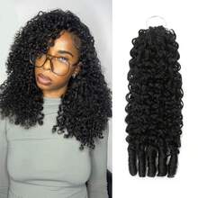 Aopusi Human Crochet Hair Burmese Curly 18 Inch 120g Human Feather-Line Invisible Pre Separated Knotless Crochet Hair For Women 3c4a Braiding Twist Hair Extensions Afro Kinky Curly 100 Strands Will Give You Shining Look For Daily Life, Like Wedding,Makeup,Lashes, Dates, And Theme Parties And So On Pelucas De Cabello Humano Human Hair Wigs Glueless Human Hair Wig - Natural Black - View 1