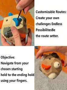 岩石纹理攀岩训练球 - 便携式手指力量训练器，防滑握柄，逼真岩石纹理，经久耐用，室内外均可使用，增强核心力量和攀岩技巧 - 攀岩爱好者、健身房和户外训练的必备品，提高抓握力，重现真实岩石的触感，完美的攀岩礼物。 - 彩色 - 查看 7