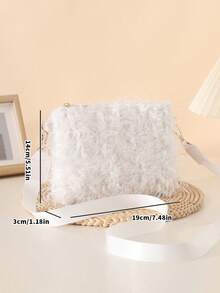 Túi xách lông thời trang dành cho nữ, Túi đeo chéo điện thoại tối giản - trắng - Xem 5