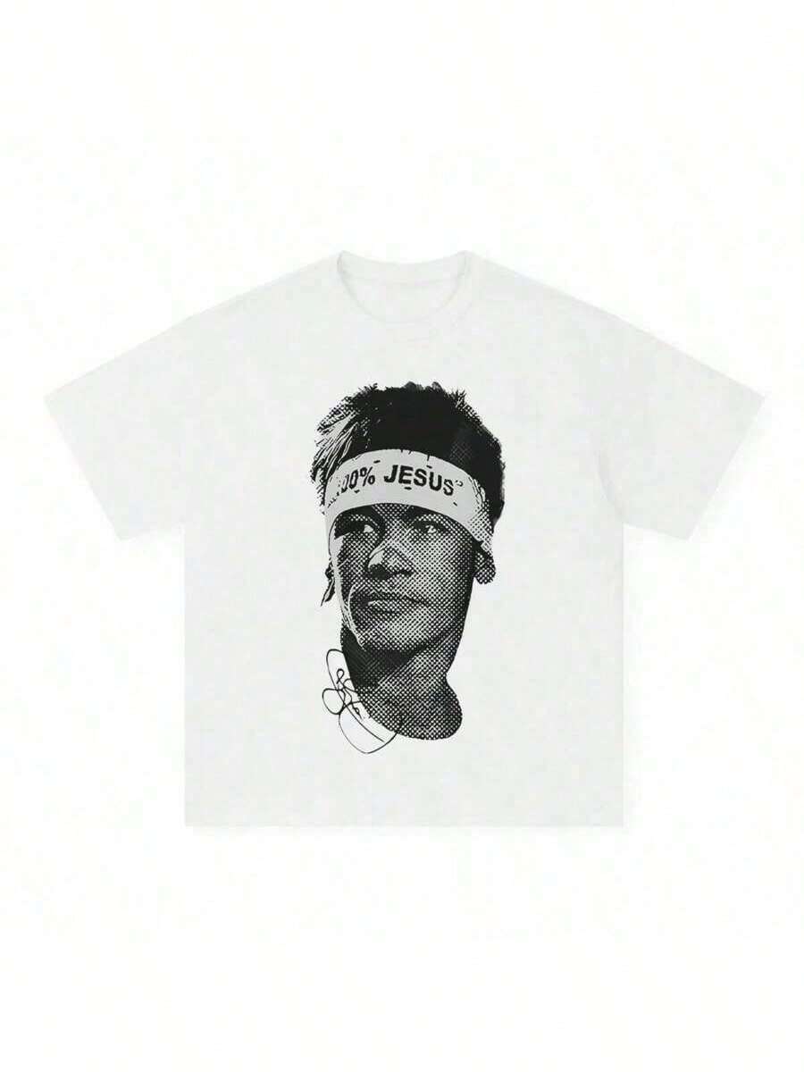 NeymarS American Football Star Print 100Cotton Short-Sleeved T-Shirt Men Women Clothing Athleisure Print Fashion Oversiz (1) - trắng - Xem 1