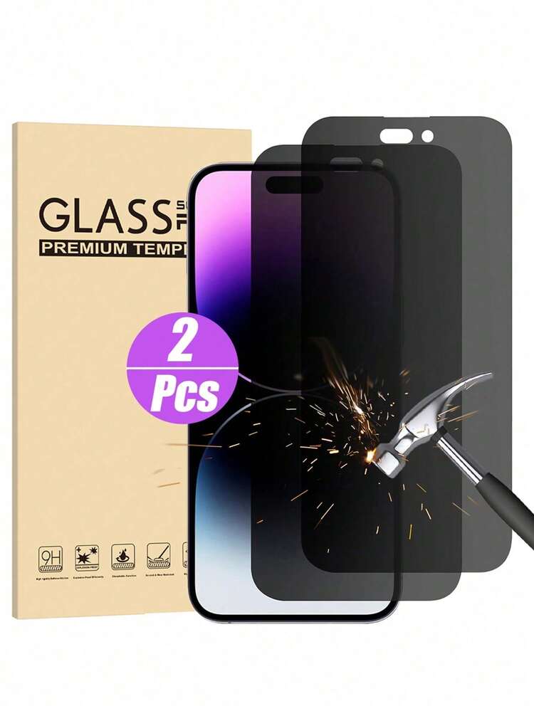 2 包 Apple 隐私屏幕保护膜，适用于 Apple 17/17 Pro/17 Pro Max/17 Air 16e 16 Pro Max 16 16 Pro 16 Plus 15 Pro Max 15 15 Pro 14 Pro Max 14 14 Pro 14 Plus 13 Pro Max 13 Pro 13 11 12，9H 防窥深色钢化玻璃屏幕保护膜，适用于 Apple 14 Pro Max 6.7 英寸 2022，适合保护壳，无气泡 - 黑色 - 查看 8