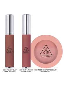 3CE Set de Rubor y Lápiz Labial (Incluye Caja de Regalo). Contiene: Lápiz Labial Mate Marrón Cálido, Lápiz Labial Mate Ciruela, Rubor Mono Rosa. El Regalo Perfecto para Amigos y Familiares, Caja de Regalo de Navidad, Caja de Regalo de Año Nuevo, K-Beauty. - Azul - Ver 9