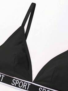 2pcs/Set Women's Wireless Non-Underwire Sport Bra & Panty Set, For Small Bust Girls - Black - View 4