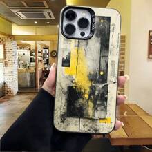 Cubierta de telefono con diseño abstracto gris amarillo y negro con texto SO COOL para iPhone estilo urbano moderno ideal para uso diario en cafeterias y espacios urbanos - Negro - Ver 4