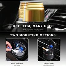 Car Ashtray With Lid, Detachable Auto Smokeless Ash Tray With Blue, Portable Ashtray Vehicle Cup Holder And Vent Home Office, Interior Car Accessories Black Golden - Black & Rose Golden - View 4