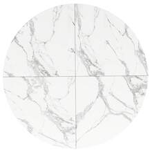 Round Dining Table (1 Piece), Kitchen Table, Breakfast Table, Metal Legs, Gold/Black Marble Pattern - Gold - View 10