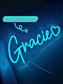 定制姓名霓虹灯，婚礼装饰，姓名霓虹灯，青少年LED霓虹灯，个性化礼物，卧室装饰，家居装饰USB LED灯，生日礼物，儿童房标牌，儿童房字母，青少年装饰，儿童房装饰