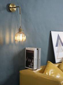 1pc Vintage Glass Wall Lamp With Adjustable Arm And Tulip Glass Shade, E27 Base, Fixed Wiring, Suitable For Bedside, Corridor, Bathroom Mirror Front, Decoration, Bulb Not Included