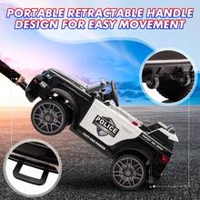 Huisuilinss Ride On Cop Car,12V Electric Cop Car,Battery Powered Cop Car,Ride On Truck For Kids With Remote Control,Megaphone,Flashing Light,Handle,Spring Suspension,Music,Ride On Toys - Black - View 6